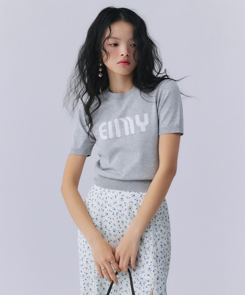 EIMYロゴハーフスリーブニット eimy istoire ニット セーター EIMYロゴハーフスリーブニット