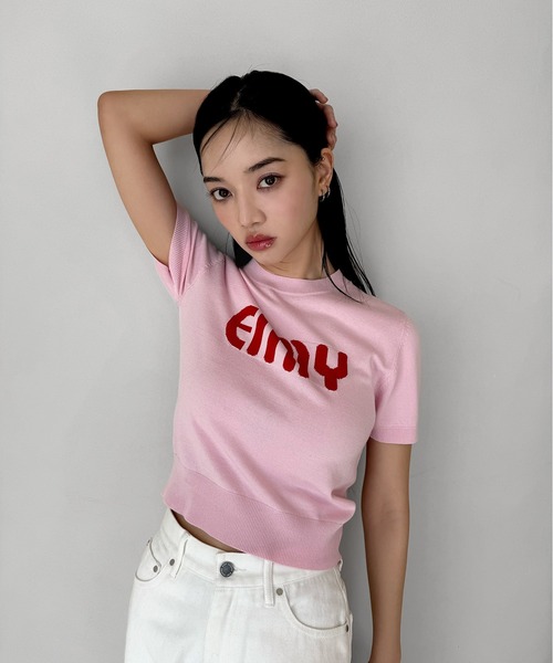 eimy istoire ニット セーター EIMYロゴハーフスリーブニット