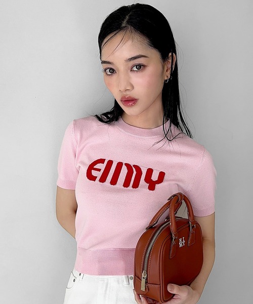 EIMYロゴハーフスリーブニット ピンク EIMYロゴハーフスリーブニット