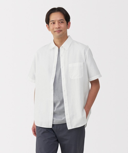 無印良品（MUJI） シャツ 紳士 ヘンプコットン半袖シャツ メンズ