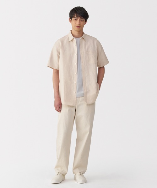 無印良品（MUJI） シャツ 紳士 ヘンプコットン半袖シャツ メンズ
