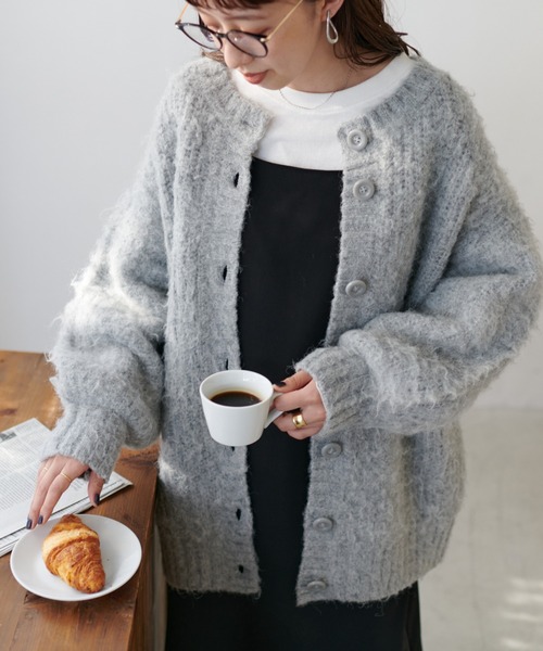 「DISCOAT」 ニットカーディガン FREE ベージュ レディース_画像4