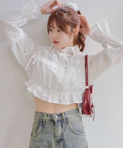 libjoie リブジョア　フリル　ブラウス ANOTHER BRANCH OLIVE des ブラウス シャツ フリルリボン