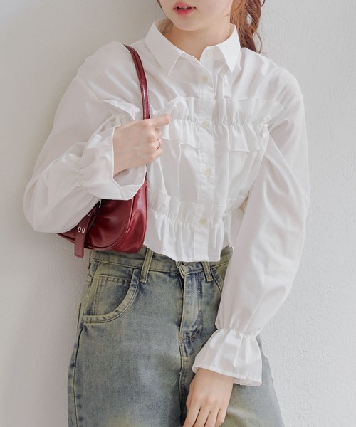 ブラウス シャツ フリル×リボンブラウス レディース PERNA ブラウス シャツ フリルリボンブラウス レディース