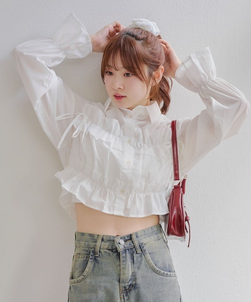 ANOTHER BRANCH OLIVE des ブラウス シャツ フリルリボン
