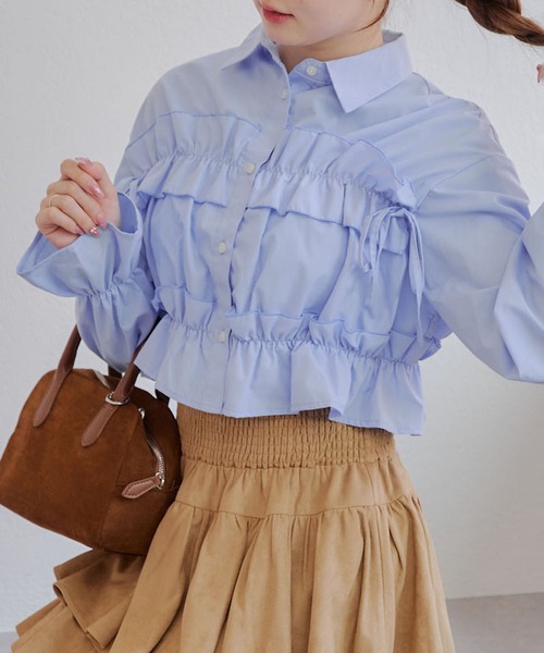 ANOTHER BRANCH OLIVE des ブラウス シャツ フリルリボン
