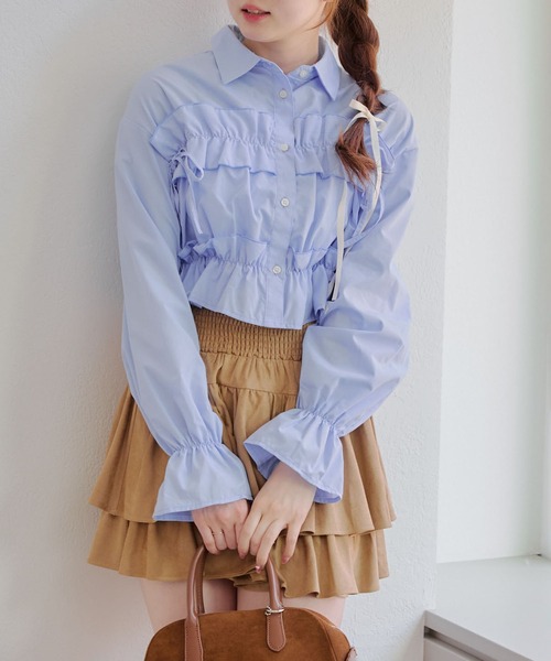 ANOTHER BRANCH OLIVE des ブラウス シャツ フリルリボン