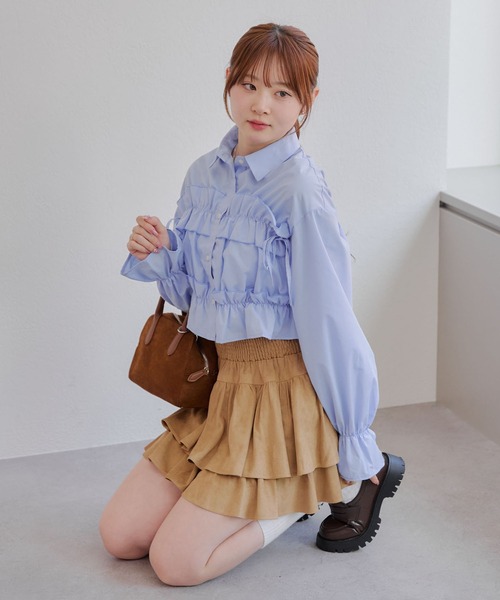 ブラウス シャツ フリル リボン ブラウス レディース ANOTHER BRANCH OLIVE des ブラウス シャツ フリルリボン