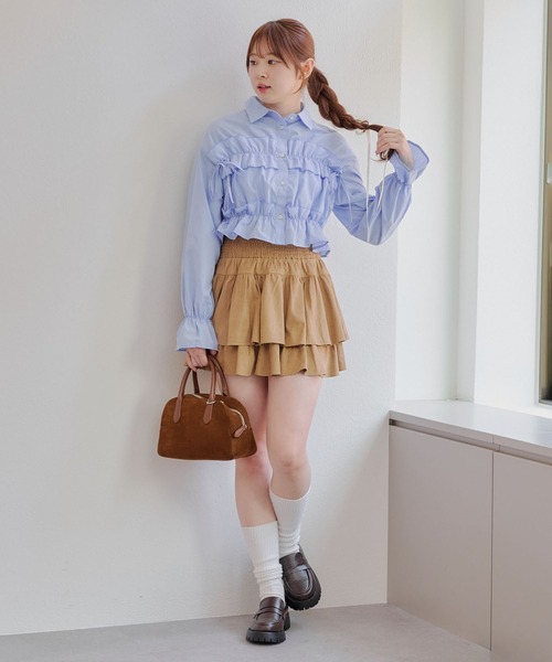 ANOTHER BRANCH OLIVE des ブラウス シャツ フリルリボン