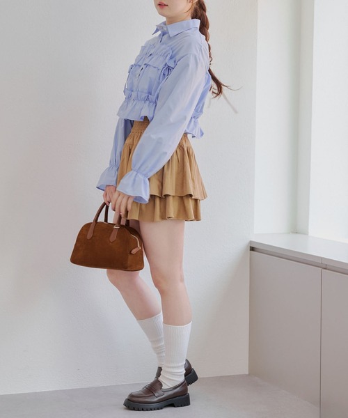 ANOTHER BRANCH OLIVE des ブラウス シャツ フリルリボン