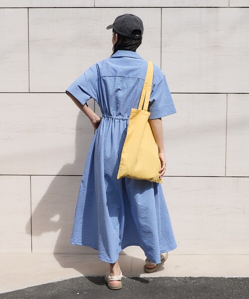 marquise★シアサッカー チューブトップ ストライプ ワンピース 25SS】シアサッカー ストライプ ラフワンピース - fabuloustyle