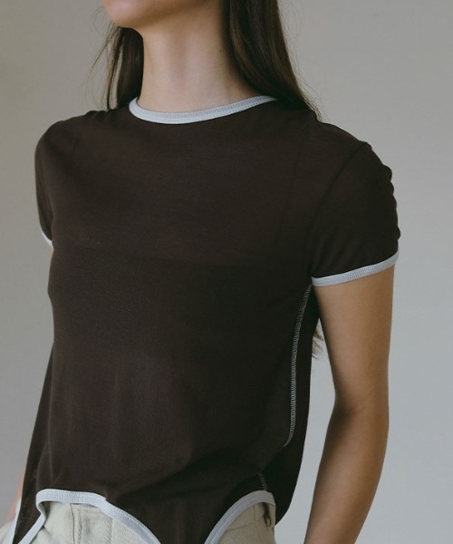 ETRE TOKYO tシャツ ガーターディテールリンガーTee レディース