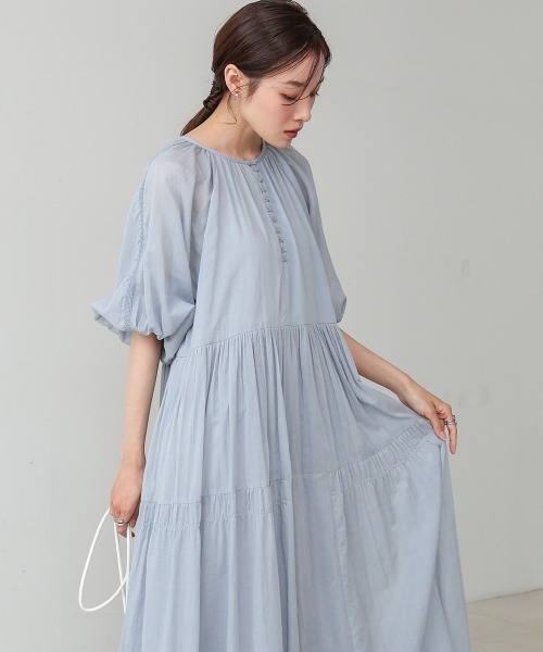 【新品・未使用】希少デザインM&KYOKO サイズS コットンワンピース　日本製 BAB ワンピース 「S・Mサイズ展開」コットンボイルギャザー