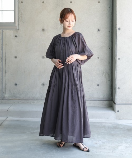 BAB（バブ） ワンピース 「S・Mサイズ展開」コットンボイルギャザー