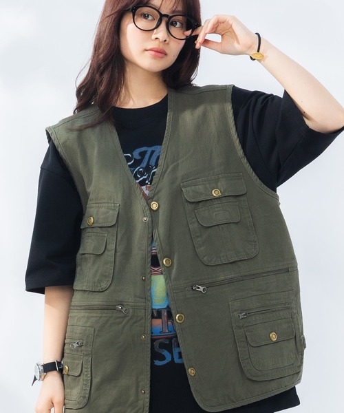 WOODENDOLL ベスト ジレ ポケット フルボタン フィッシングベスト