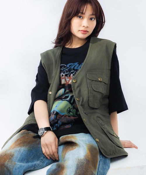 WOODENDOLL ベスト ジレ ポケット フルボタン フィッシングベスト