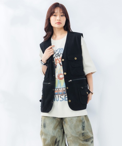 WOODENDOLL ベスト ジレ ポケット フルボタン フィッシングベスト