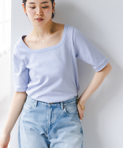NOBLE tシャツ 「追加」スビンコットンソフトスクエアーネックT