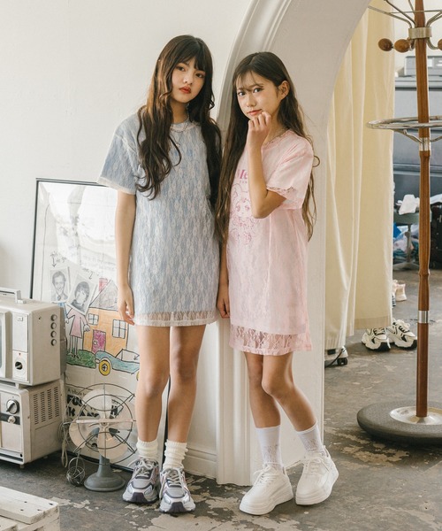 GUCCI 子供 アイボリー レース ワンピース 半袖 子供 ワンピース 半袖
