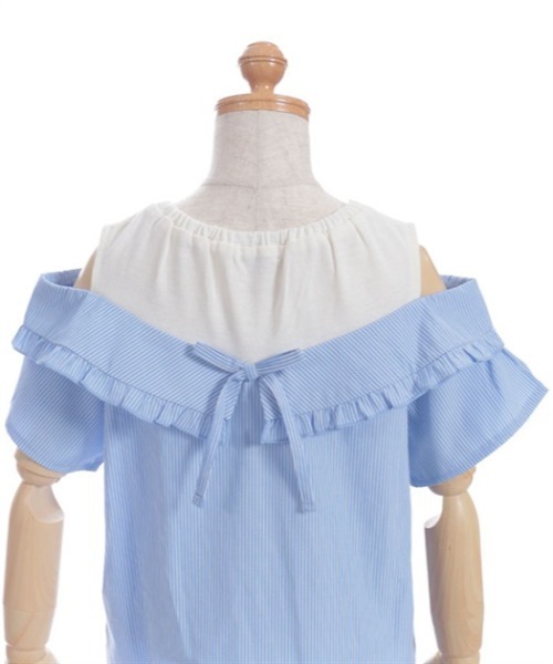 ハンドメイド中古　夏服120 axes femme ブラウス シャツ 柄切替レイヤード風トップス キッズ