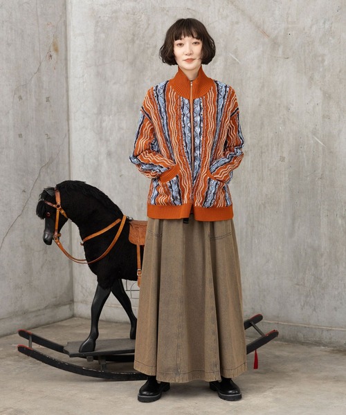 「niko and...」 ニットカーディガン LARGE チャコール レディース_画像4