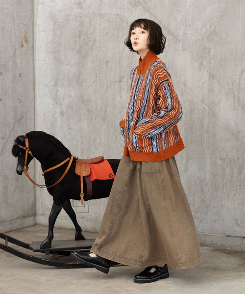 「niko and...」 ニットカーディガン LARGE チャコール レディース_画像5