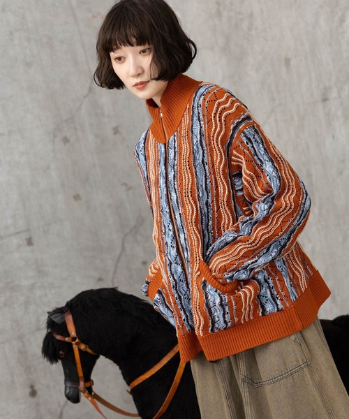 「niko and...」 ニットカーディガン LARGE チャコール レディース_画像6