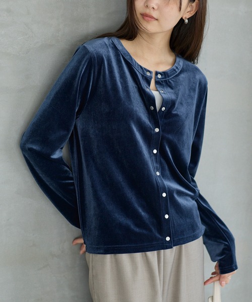 美品Rene36ベロアニット長袖カーディガン STYLEMIXER | リバーシブルベロアニットカーデ (カーディガン ) |SHEL