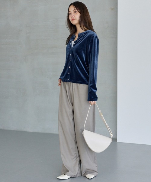 LAVEANGE（ラビアンジェ） カーディガン ベロアスナップカーディガン