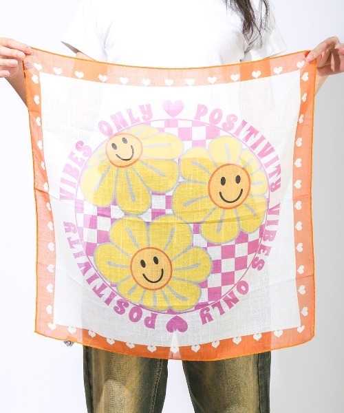 Crossi スカーフ バンダナ サイケデリック綿麻スカーフ バンダナ