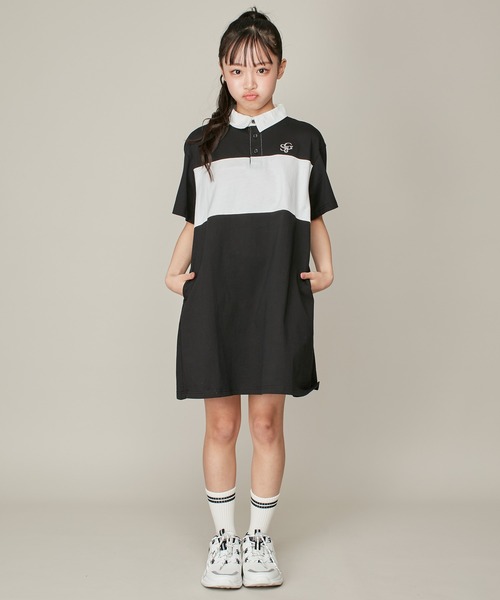 セブンシスターズ シャツワンピース  半袖 レース ピンク レディース SIZE - SEVEN SISTERS 中古 SISTER JENNI ワンピース 「コットン100％」配色ラガーシャツ風