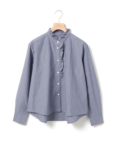 MidiUmi（ミディウミ） ブラウス シャツ フロントハーフフリルシャツ