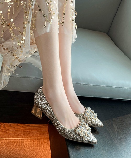 「Jasmine Grandiflorum」 パンプス 24.0cm シルバー レディース_画像7