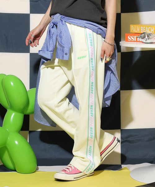 NERDY ワイドパンツ スウェットパンツ ジャージ チェッカーボード