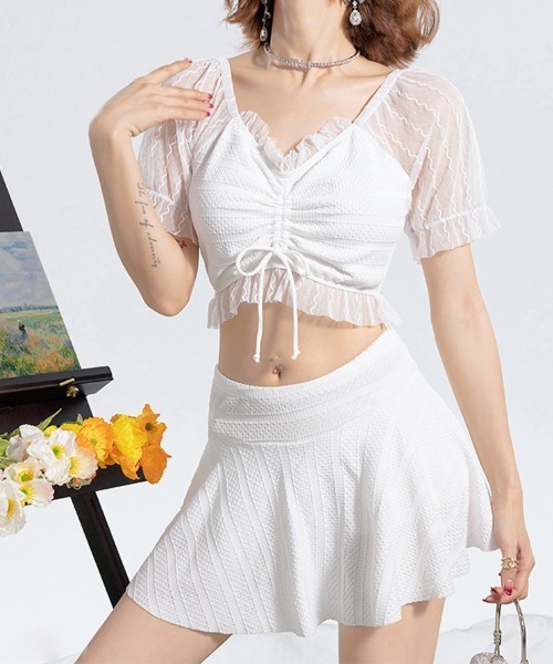 Y2K ショートパンツ スカート風 レース 花柄 パンツ ミニ 可愛い レザー プリーツ ミニ スカート ショート パンツ 韓国