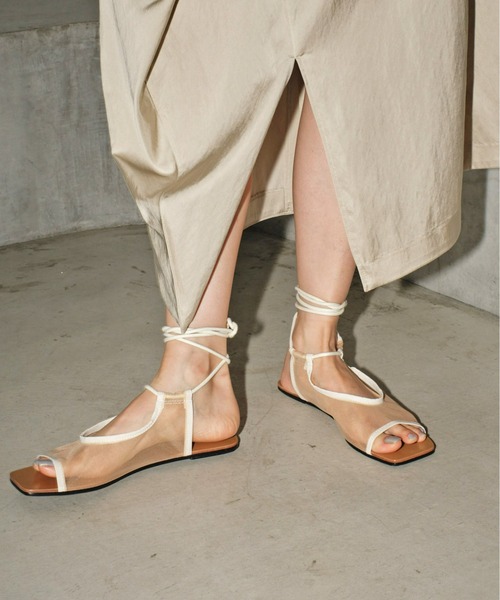 夏に向けて❣️トゥデイフル　サンダル　オレンジ　38サイズ表記 Square Leather Sandals（サンダル）｜TODAYFUL（トゥデイフル