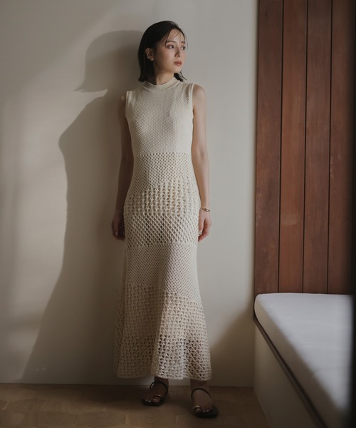 anuans（アニュアンス） ニットワンピース MEDIUM ベージュ レディース