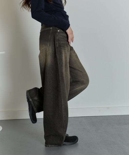 ジーンズ デニム デニムパンツ カーブワイドデニムパンツ レディース