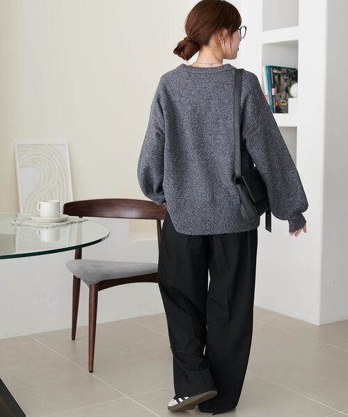 【専用】BLATE ふわもちボリュームスリーブハーフジップニット BLATEメランジボリュームスリーブハーフジップニット☆ミックスモカ