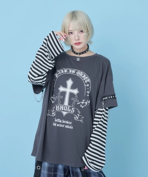 Hauls tシャツ 厨二病卍レイヤー風ロンTEE レディース : ZOZOTOWN
