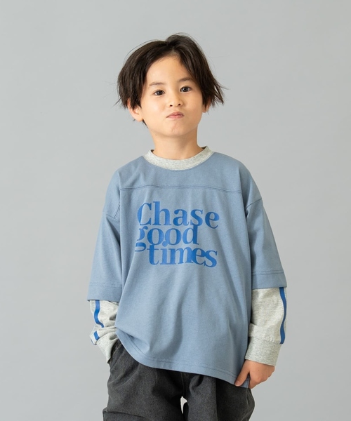 petit main and D. tシャツ レイヤード風ライン長袖Tシャツ キッズ