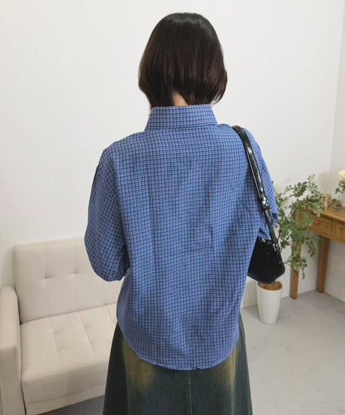 ブラウス シャツ ブルーチェックシャツ レディース : ZOZOTOWN Yahoo