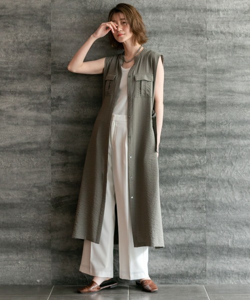 「DOUX ARCHIVES」 ノースリーブワンピース FREE カーキ レディース_画像2