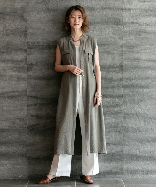 「DOUX ARCHIVES」 ノースリーブワンピース FREE カーキ レディース_画像3