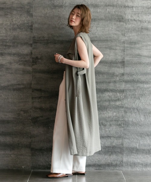 「DOUX ARCHIVES」 ノースリーブワンピース FREE カーキ レディース_画像4