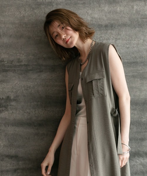 「DOUX ARCHIVES」 ノースリーブワンピース FREE カーキ レディース_画像5