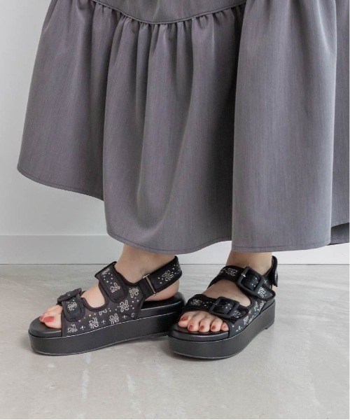 「RANDA」 フラットサンダル L ブラック レディース_画像2