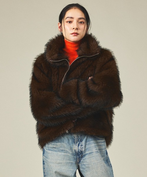 bayami様新品タグ付き✨完売品✨レリューム ファーブルゾン ブラウン リバーシブル2WAY】ビッグフーディボリュームフェイクファーブルゾン