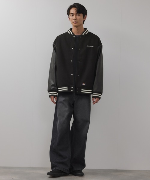 コディアック バック刺繍 レザー切替 スタジャン MサイズKODIAK メンズ Dickies（ディッキーズ） スタジャン ロゴ刺繍切替スタジャン メンズ