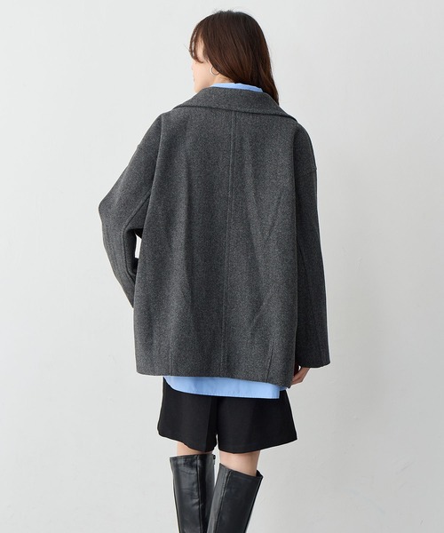 anyfee ピーコート pコート 「anyfee/大きいサイズ」ミディ丈Pコート